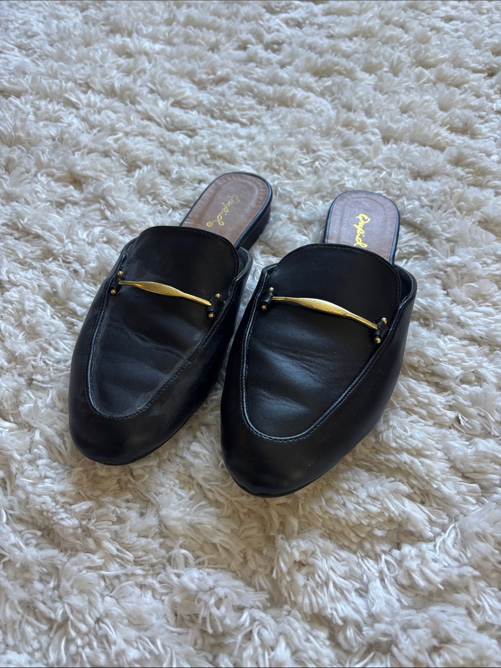 Caparros Black Slip-On Loafers with Gold Accent